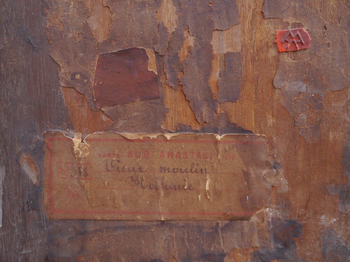 Paysage au moulin, Hollande. Auguste ANASTASI (1820-1889)-photo-6