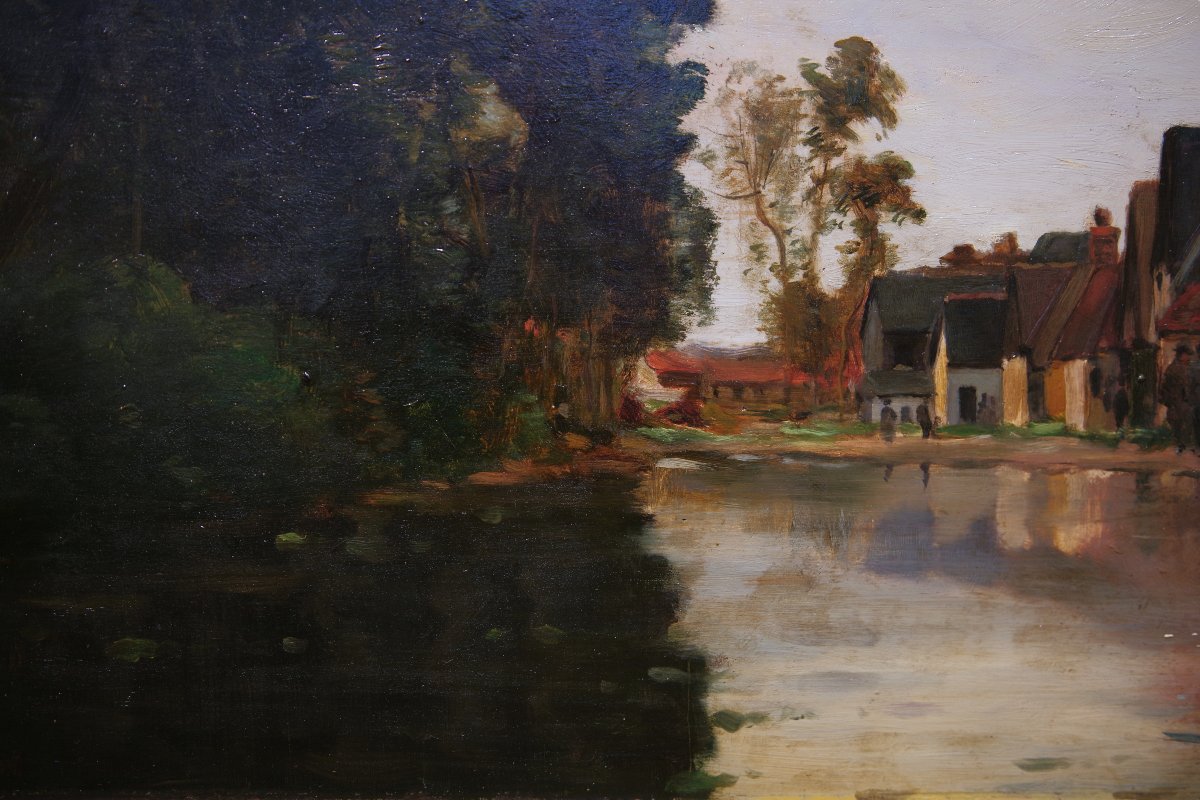 Hippolyte Camille Delpy (1842-1910). The Berneval Pond In Normandy, Circa 1880-photo-2