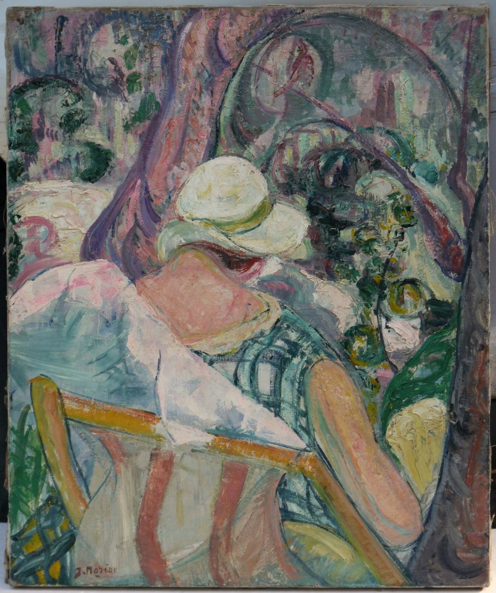 Femme au jardin l'été. Jeanne MORIDE (1881-1970)-photo-2
