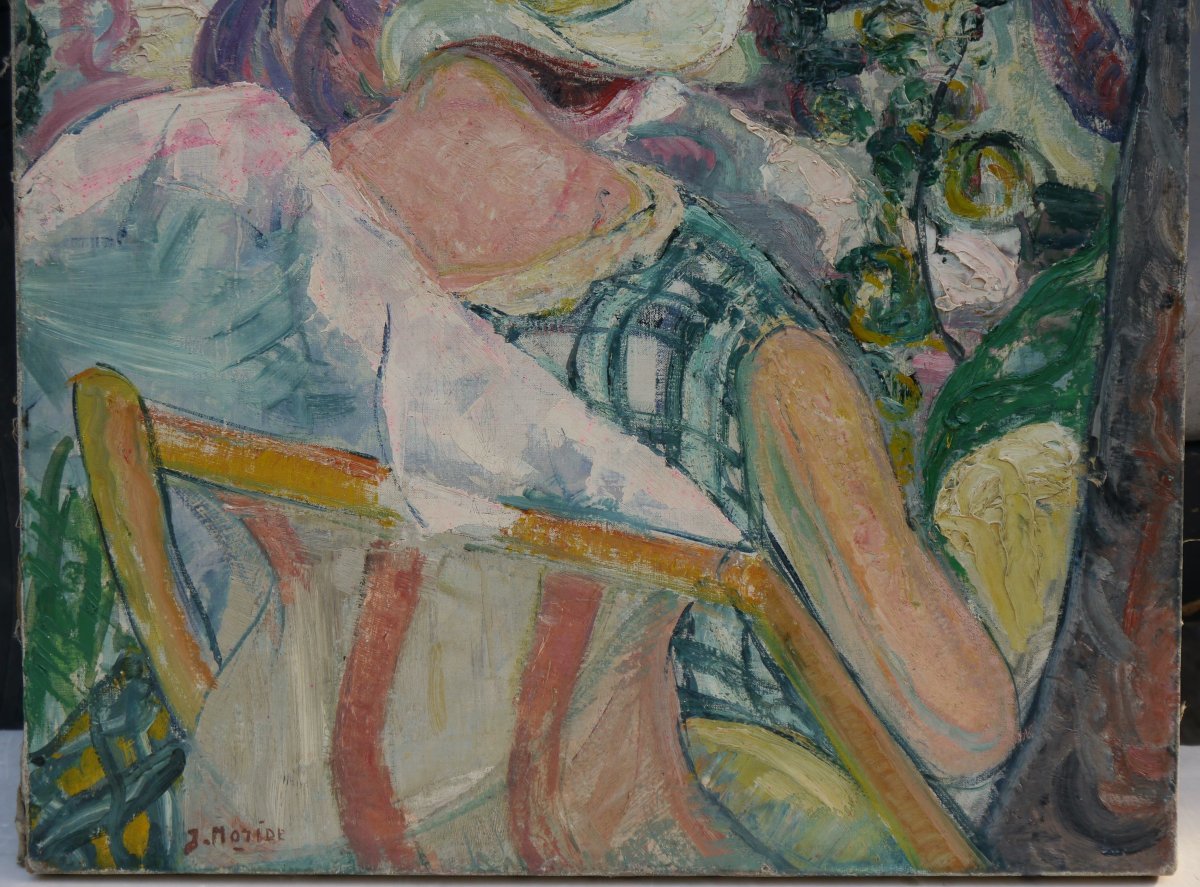 Femme au jardin l'été. Jeanne MORIDE (1881-1970)-photo-4