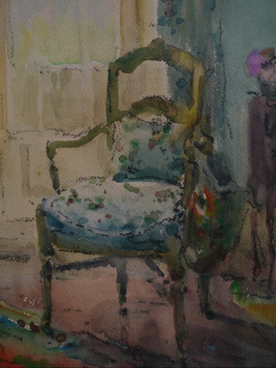 Louis Agricol MONTAGNÉ (1879-1960). Intérieur provençal.-photo-2