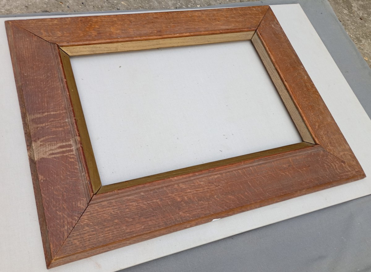Large Oak Wood Frame, Visible Area 51.5 X 34.3 Cm-photo-2