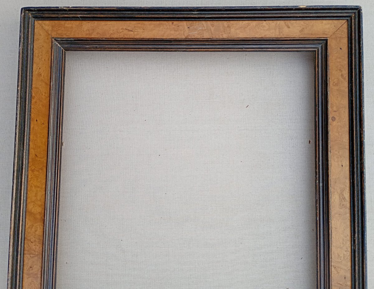 Cadre bois noir et placage XXè, vue 38,5x25,5 cm-photo-3