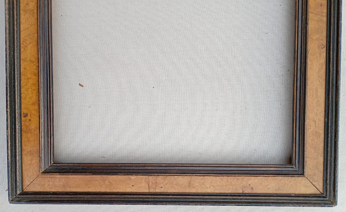 Cadre bois noir et placage XXè, vue 38,5x25,5 cm-photo-4
