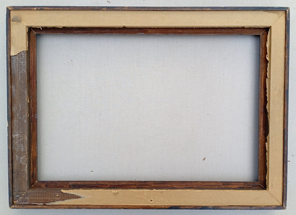 Cadre bois noir et placage XXè, vue 38,5x25,5 cm-photo-1