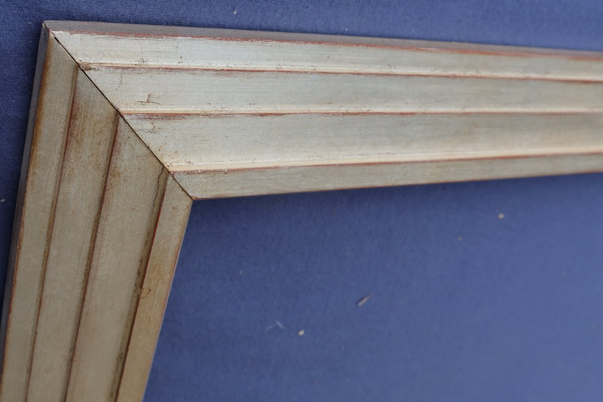 Beautiful Silver Frame With Stepped Profile For 15f Format (65x54 Cm), Viewable 63.5x52 Cm-photo-4