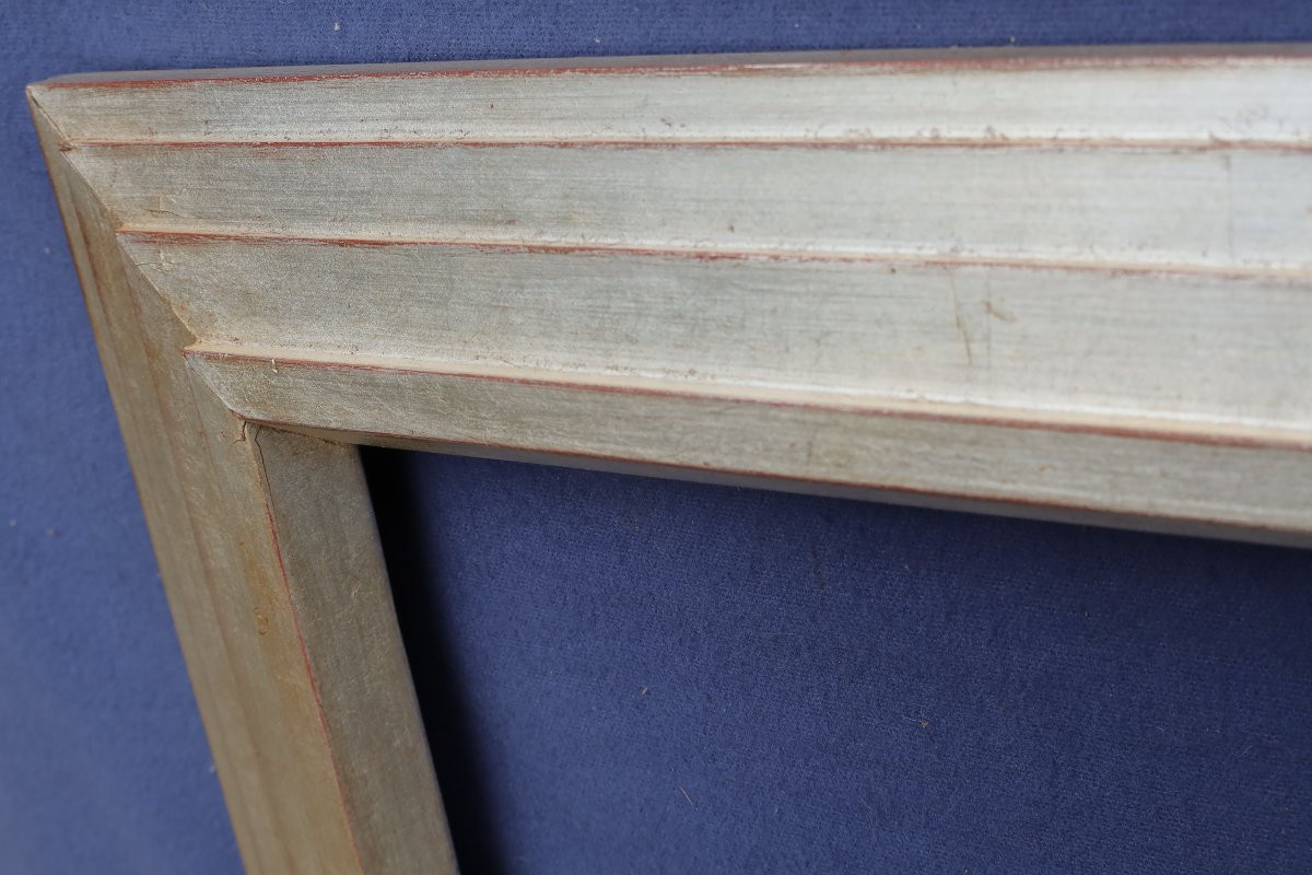 Beautiful Silver Frame With Stepped Profile For 15f Format (65x54 Cm), Viewable 63.5x52 Cm-photo-1