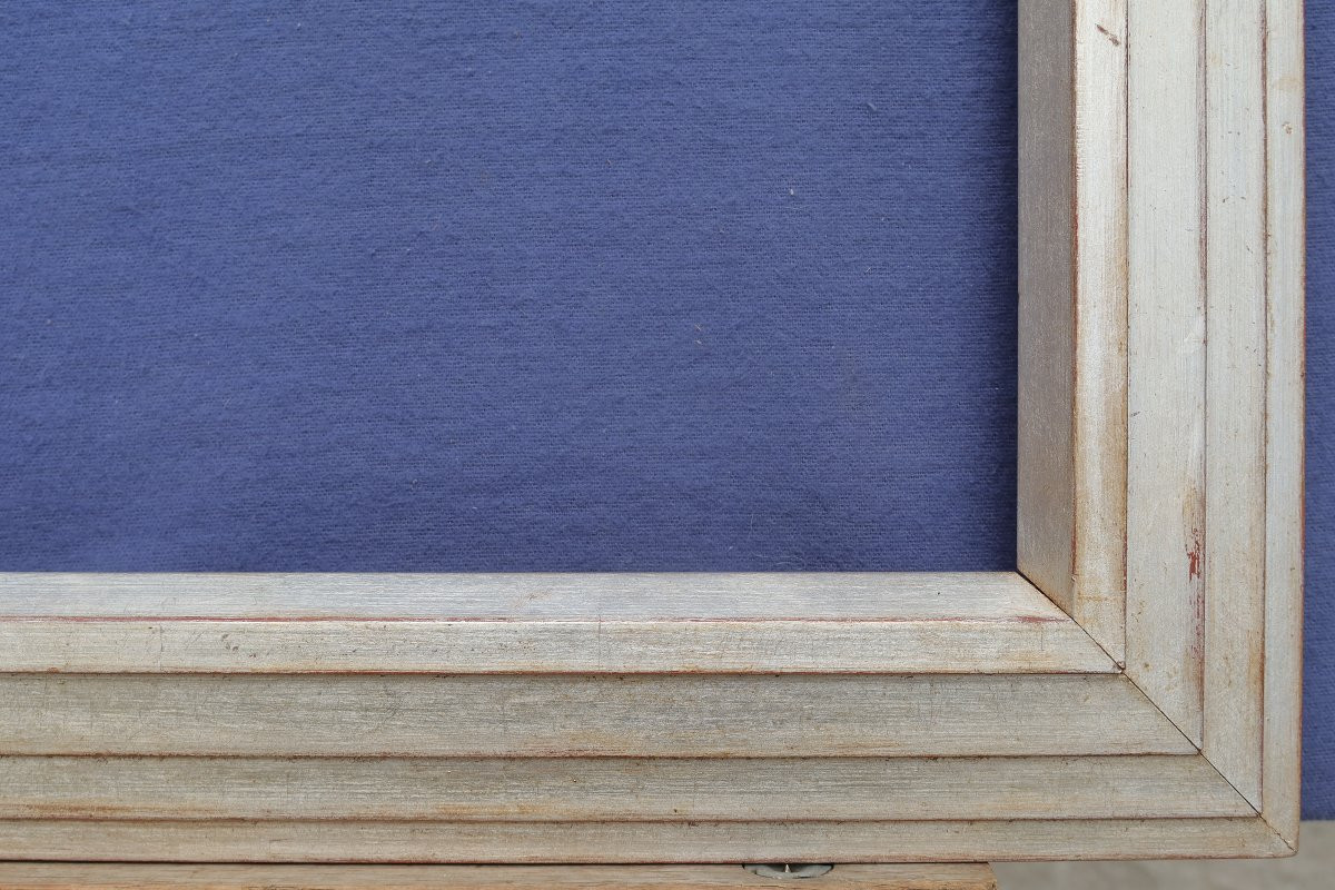 Beautiful Silver Frame With Stepped Profile For 15f Format (65x54 Cm), Viewable 63.5x52 Cm-photo-4