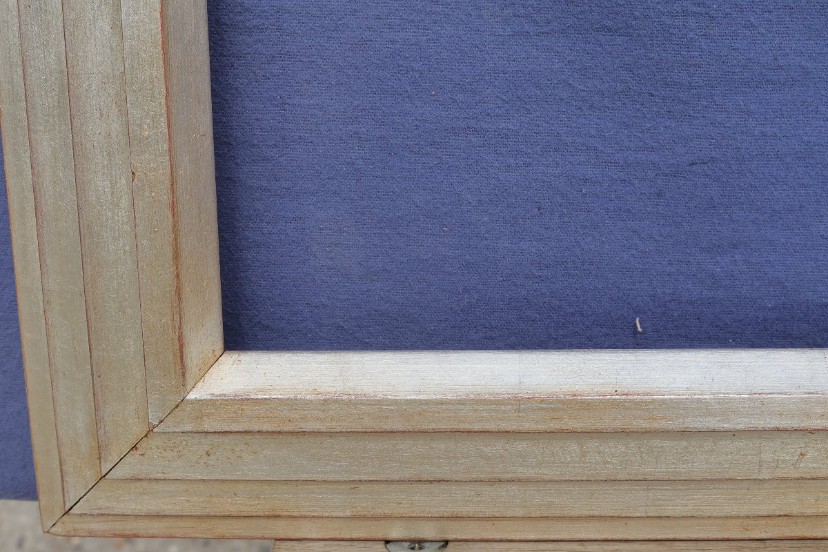 Beautiful Silver Frame With Stepped Profile For 15f Format (65x54 Cm), Viewable 63.5x52 Cm-photo-5