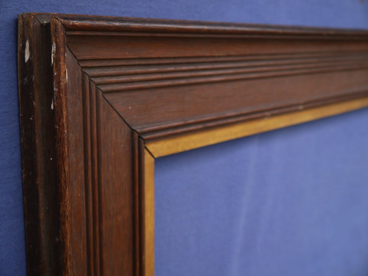 Elégant cadre 1900 en chêne vue 59x43,5 cm (12P) feuillure 61x46cm-photo-4