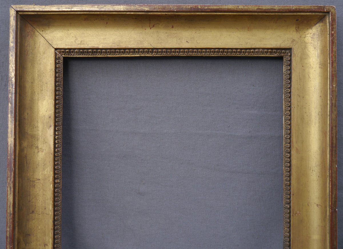 Cadre doré XIXè gorge et rais-de-coeur, vue 35,5x26,5 cm, cartel Corot-photo-2