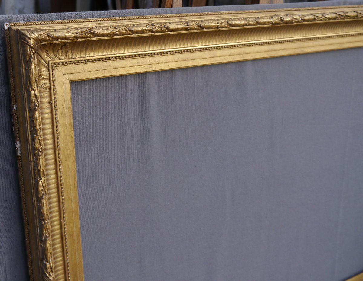 Beau cadre doré XIXè à canaux pour 30P, vue 90,5x63,5 cm-photo-1