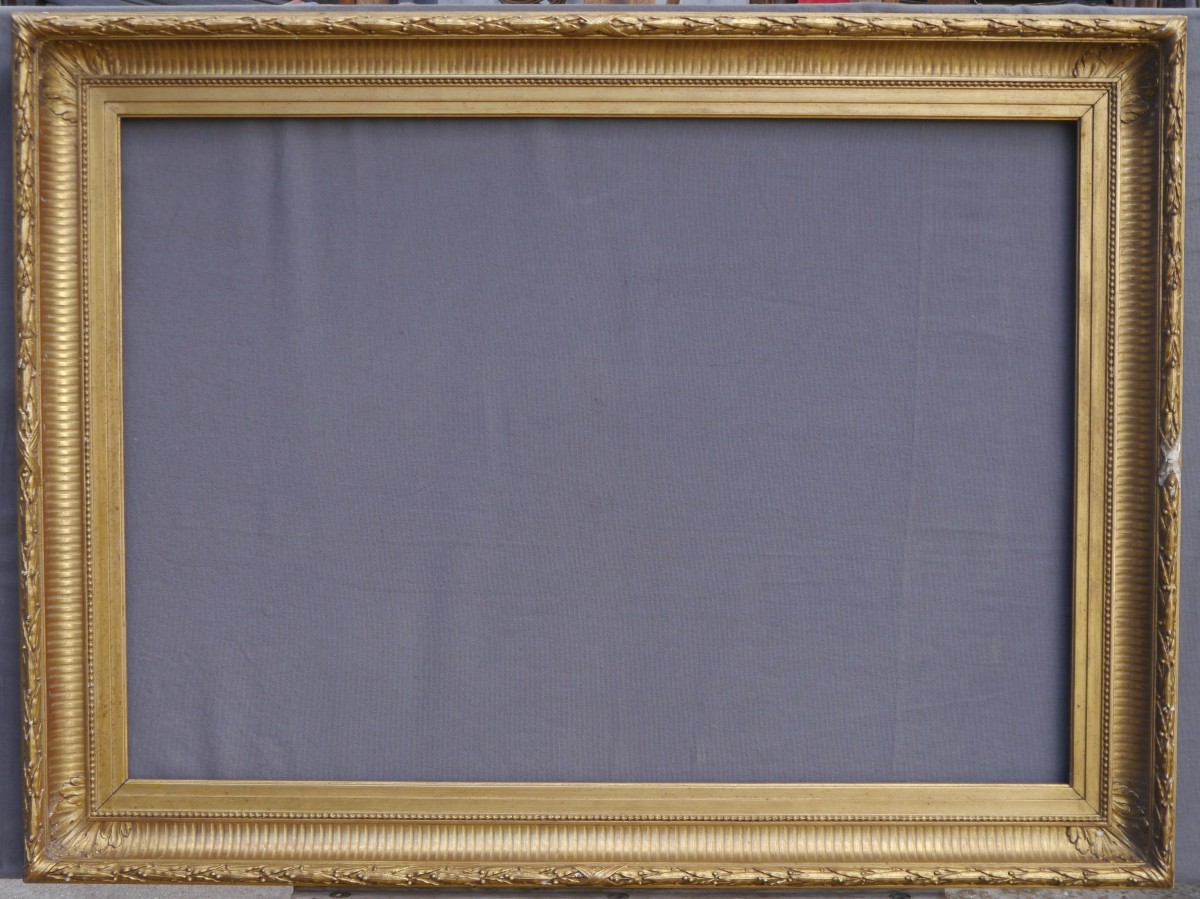 Beau cadre doré XIXè à canaux pour 30P, vue 90,5x63,5 cm