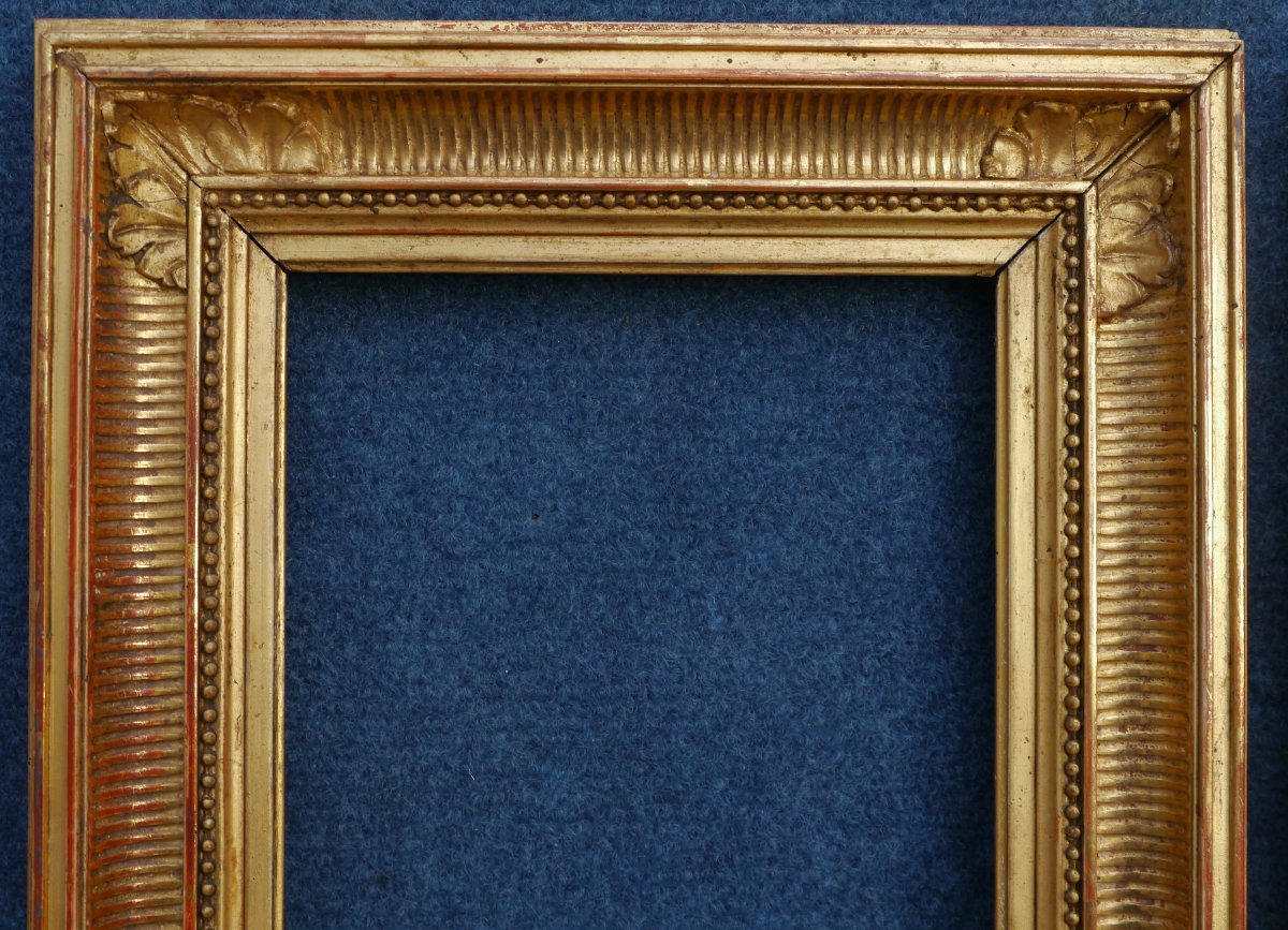 Paire de petits cadres dorés XIXè à canaux, vue 20,6x15,3 cm. Format 1F environ-photo-3