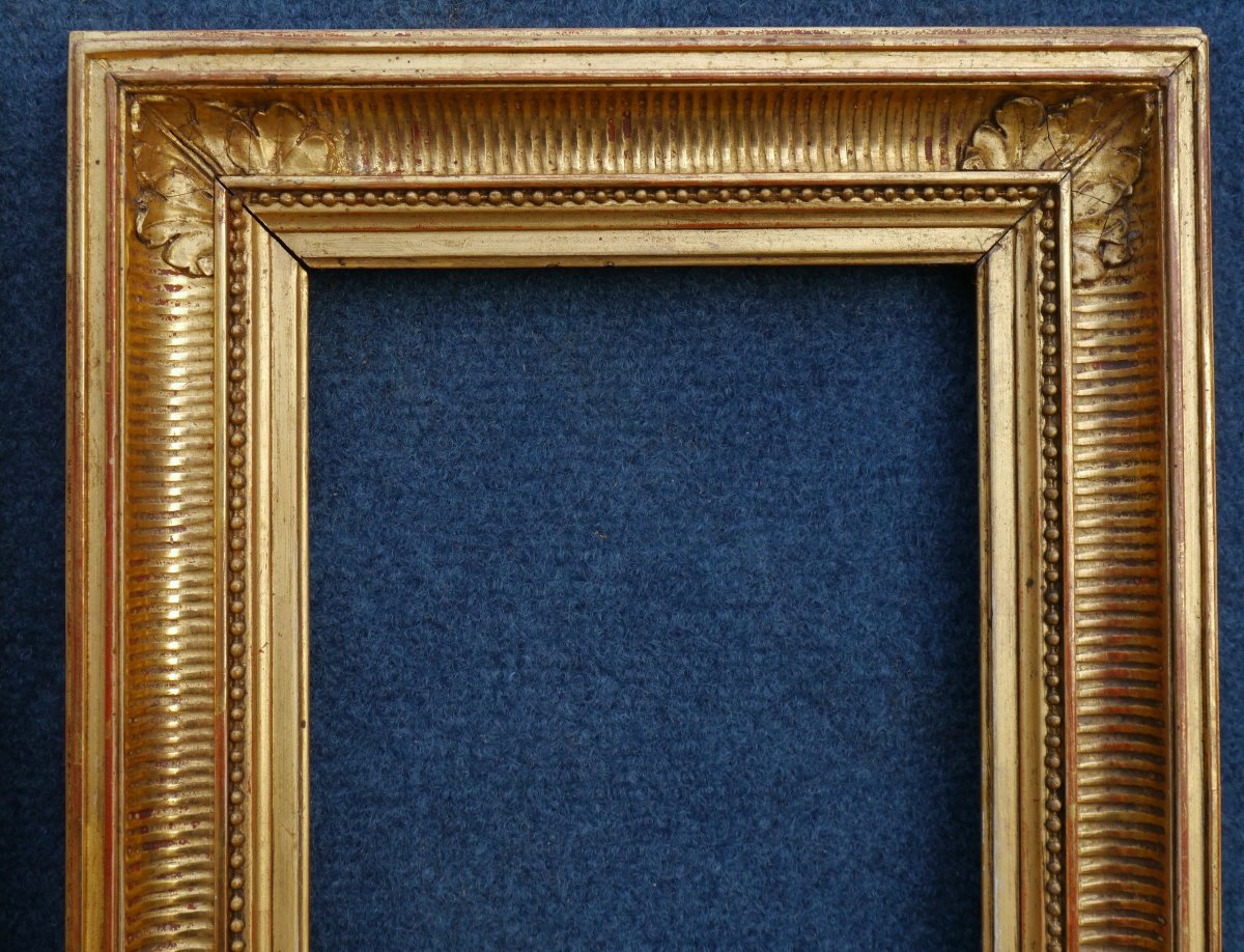 Paire de petits cadres dorés XIXè à canaux, vue 20,6x15,3 cm. Format 1F environ-photo-2