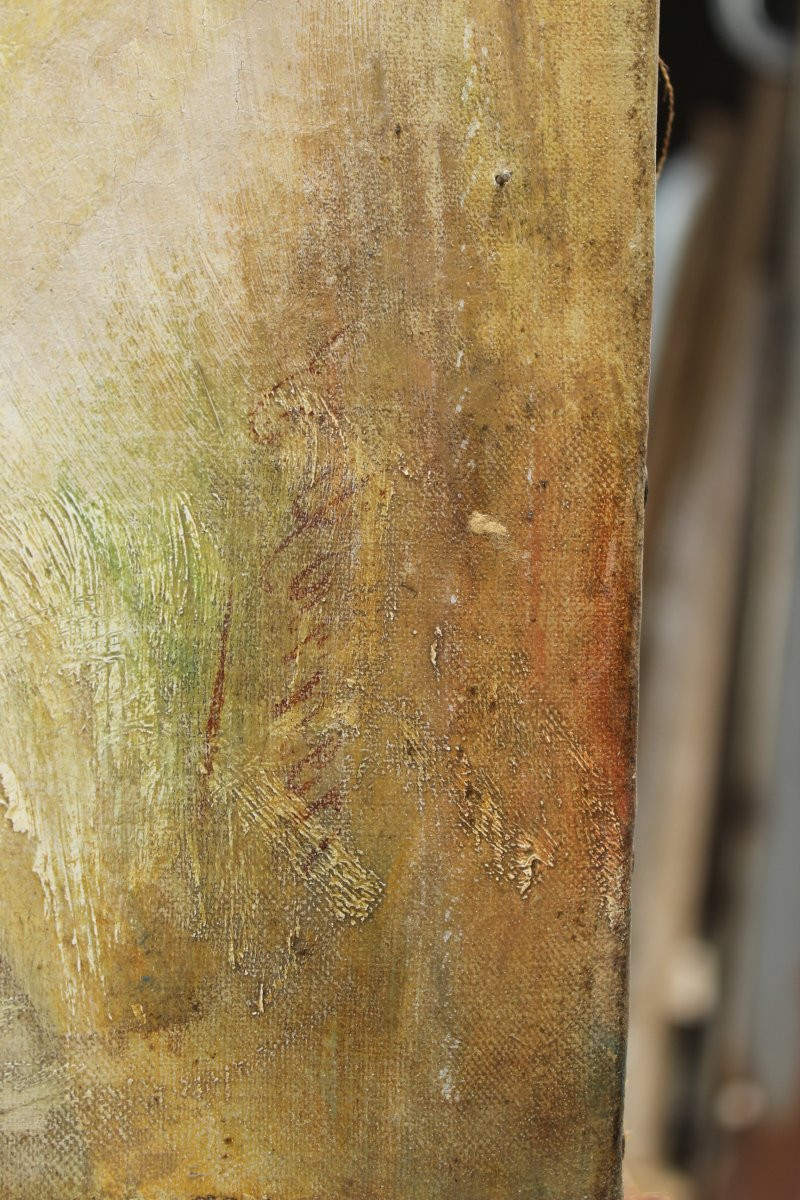 Portrait Of An Elegant Woman In A Lace Hat, Late 19th Century, European School, Signed.-photo-3