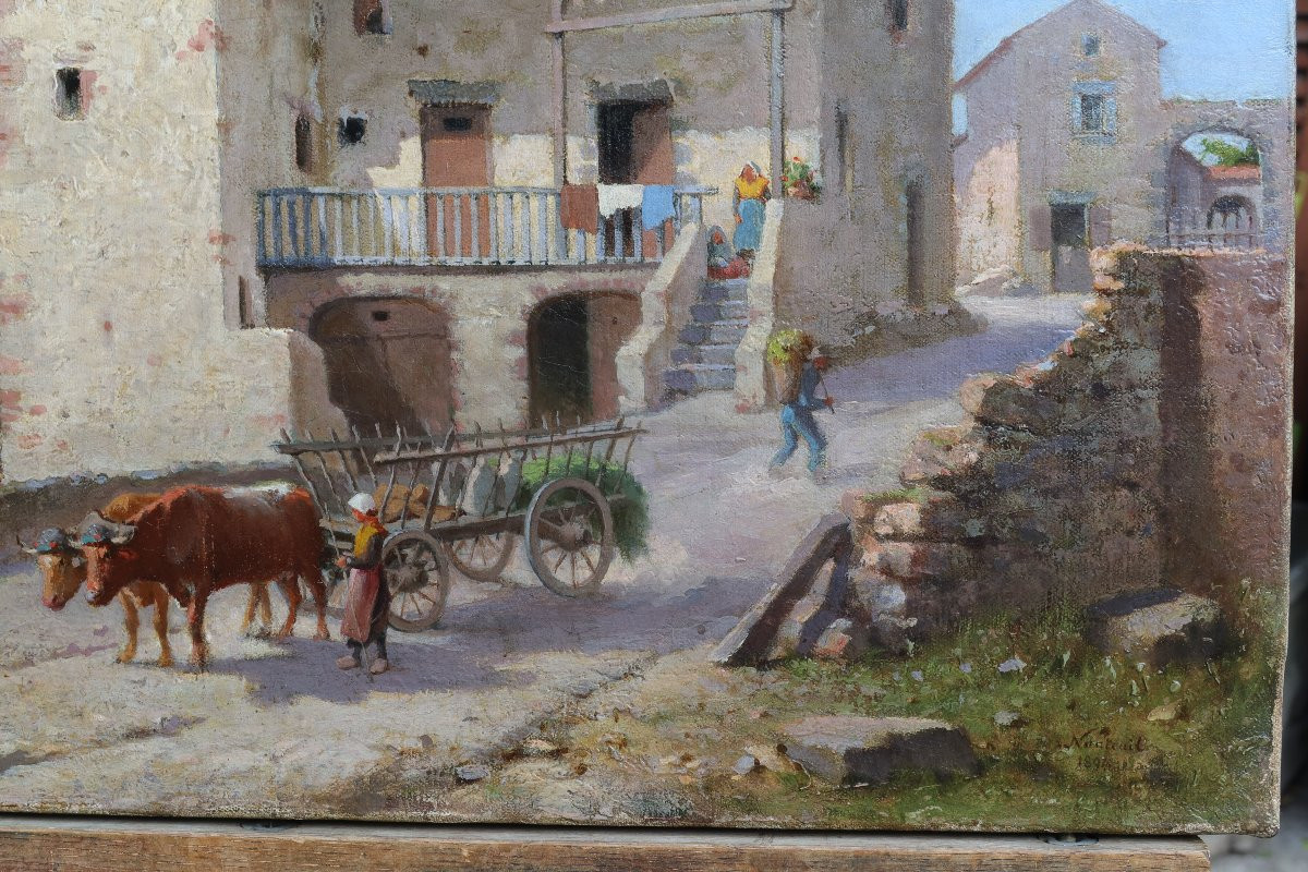 Mountain Village, Alps, Provence Or Corsica. Charles Gaugiran Nanteuil (1811-?)-photo-2