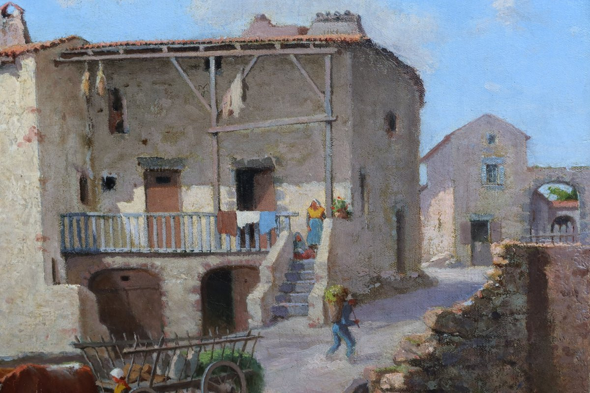Mountain Village, Alps, Provence Or Corsica. Charles Gaugiran Nanteuil (1811-?)-photo-3
