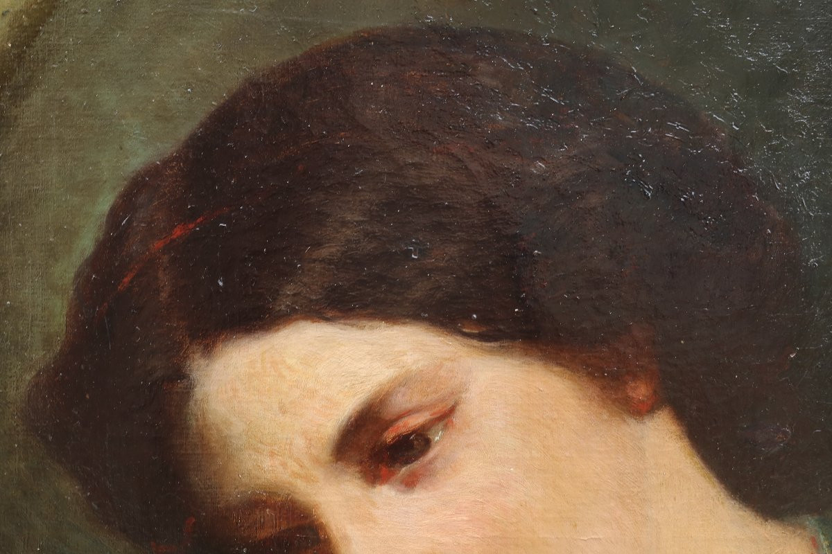 Portrait de femme au collier de corail, 1854. Eugène LEYGUE (1813-1877) ?-photo-4