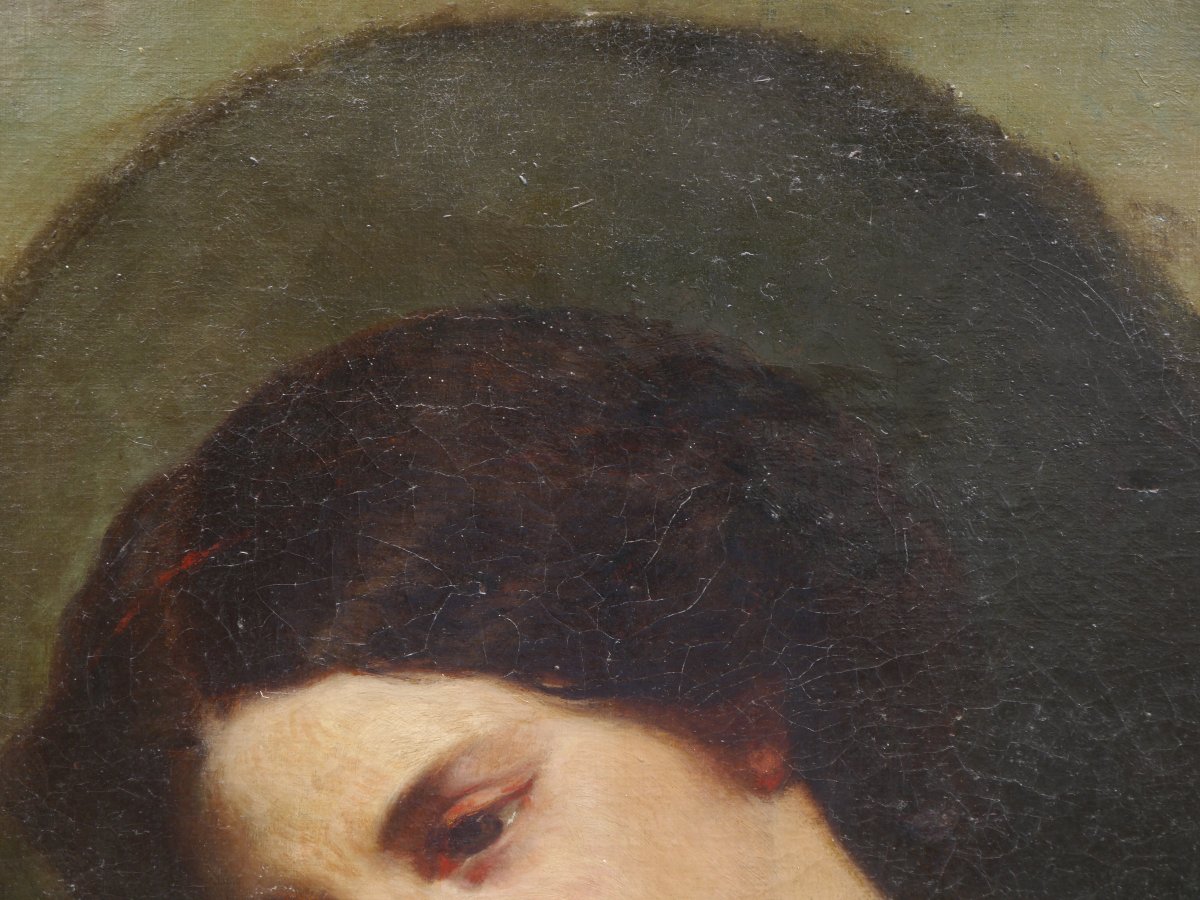 Portrait de femme au collier de corail, 1854. Eugène LEYGUE (1813-1877) ?-photo-4