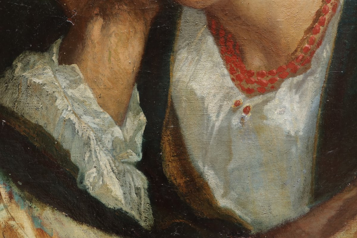 Portrait de femme au collier de corail, 1854. Eugène LEYGUE (1813-1877) ?-photo-5