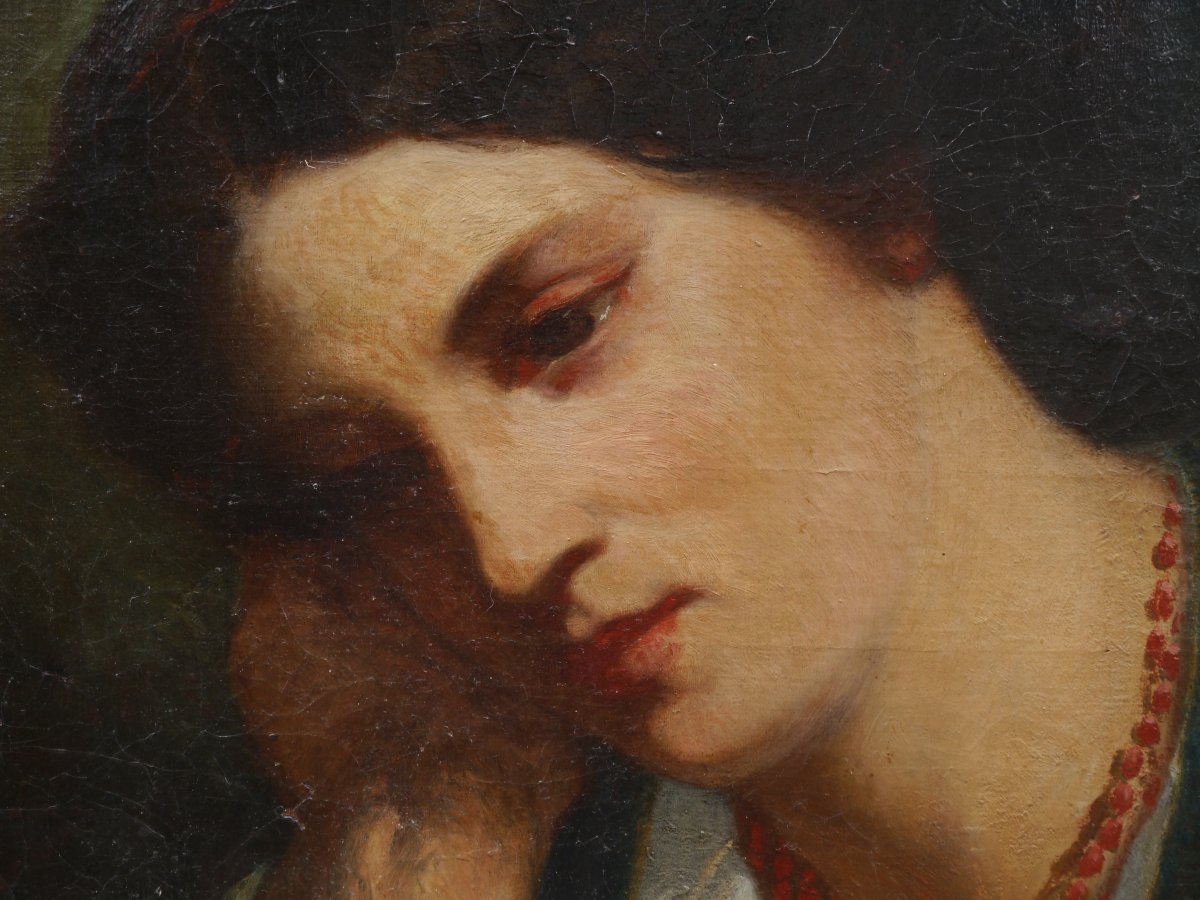Portrait de femme au collier de corail, 1854. Eugène LEYGUE (1813-1877) ?-photo-3
