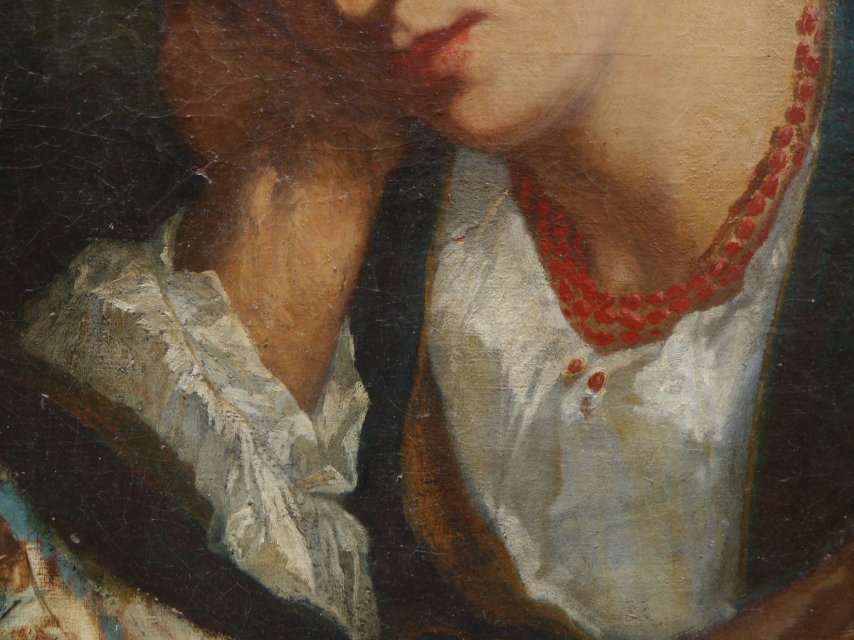 Portrait de femme au collier de corail, 1854. Eugène LEYGUE (1813-1877) ?-photo-6
