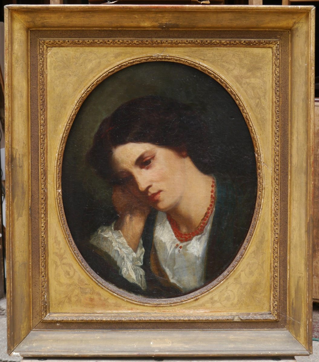Portrait de femme au collier de corail, 1854. Eugène LEYGUE (1813-1877) ?