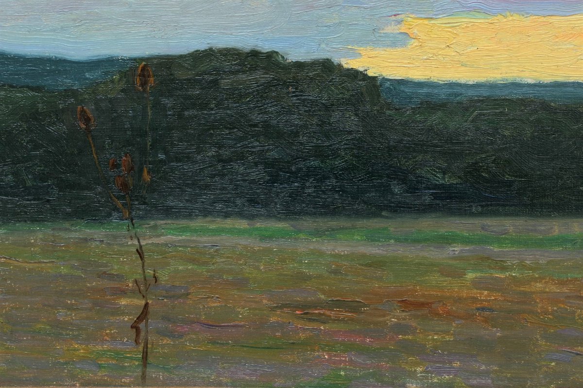Raymond Thibésart (1874-1968). Landscape Study, Early 20th Century - Dawn Or Dusk-photo-3