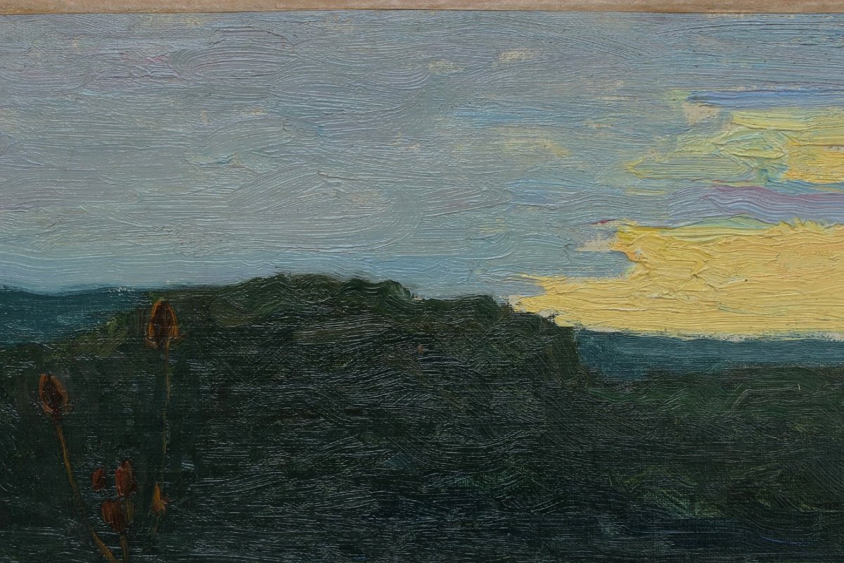 Raymond Thibésart (1874-1968). Landscape Study, Early 20th Century - Dawn Or Dusk-photo-2