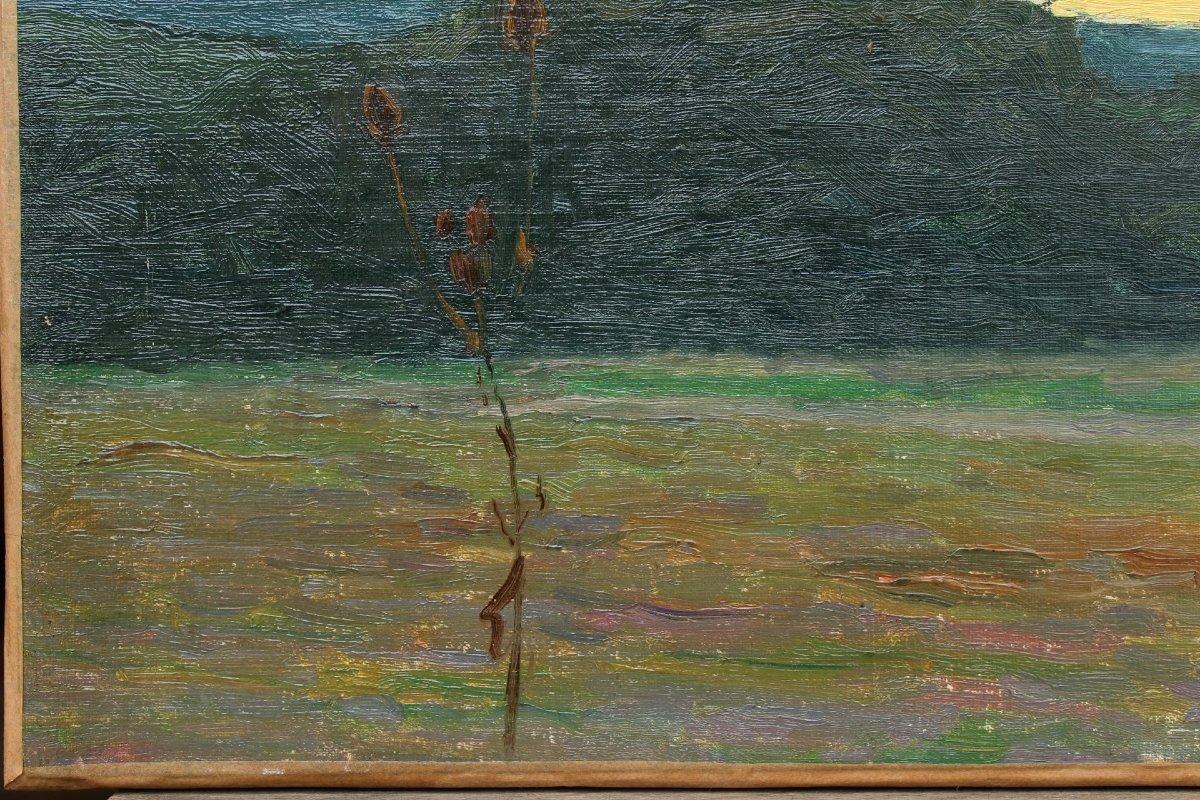 Raymond Thibésart (1874-1968). Landscape Study, Early 20th Century - Dawn Or Dusk-photo-3