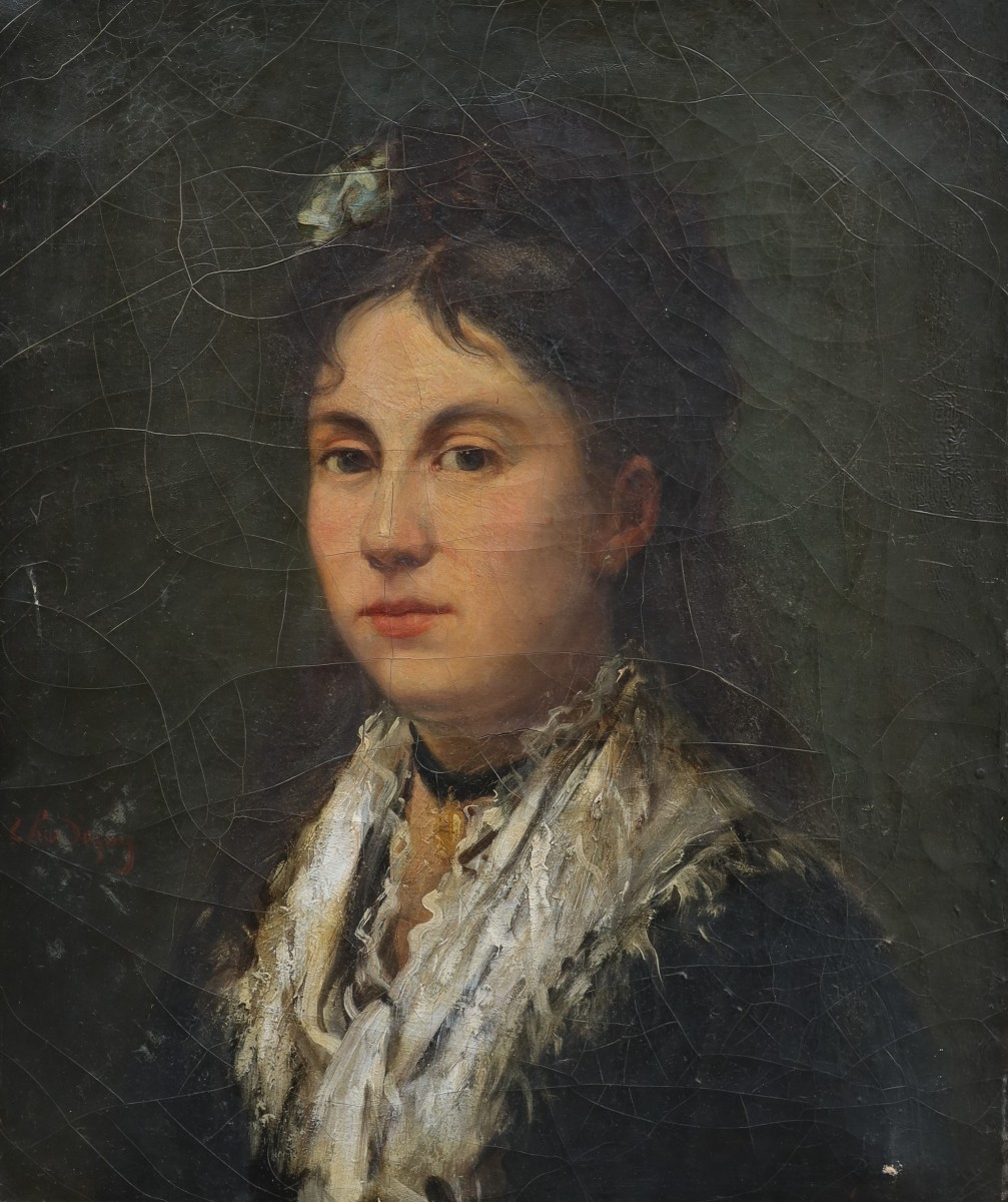 Portrait Of A Woman With A Shawl - Jules Chardigny (1842-1892)