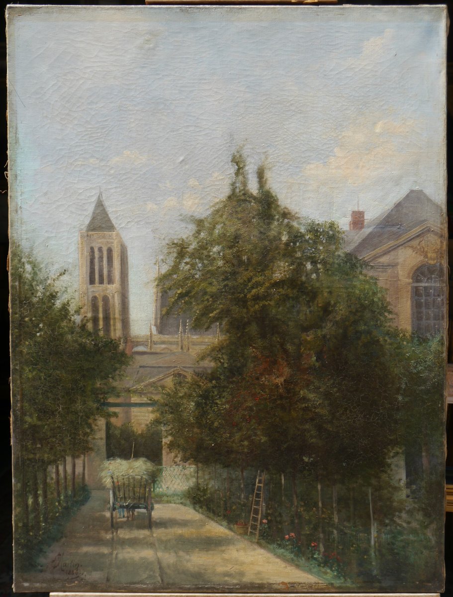 Gardener And His Cart, Garden Near The Church. E. Martin 1886-photo-2