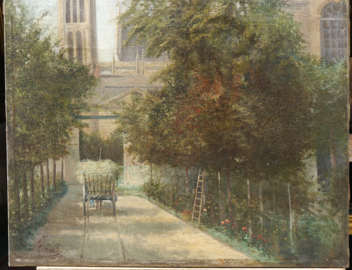 Gardener And His Cart, Garden Near The Church. E. Martin 1886-photo-4