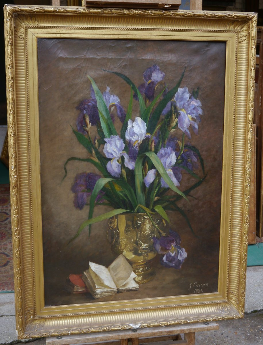 Large Bouquet Of Iris 1884. Julie Crouan (xix)-photo-2
