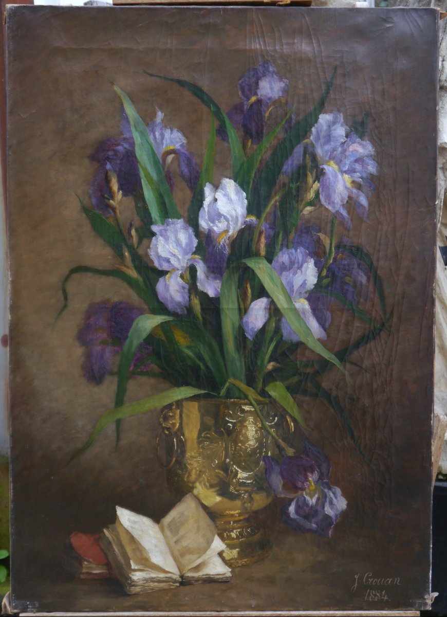 Large Bouquet Of Iris 1884. Julie Crouan (xix)-photo-3