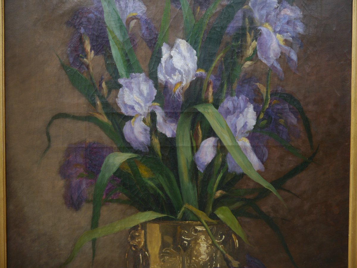 Large Bouquet Of Iris 1884. Julie Crouan (xix)-photo-1