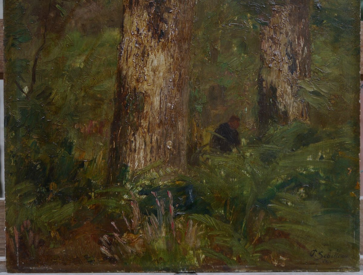 Trees, Undergrowth And A Figure. Paul Sebilleau (1847-1907)-photo-4