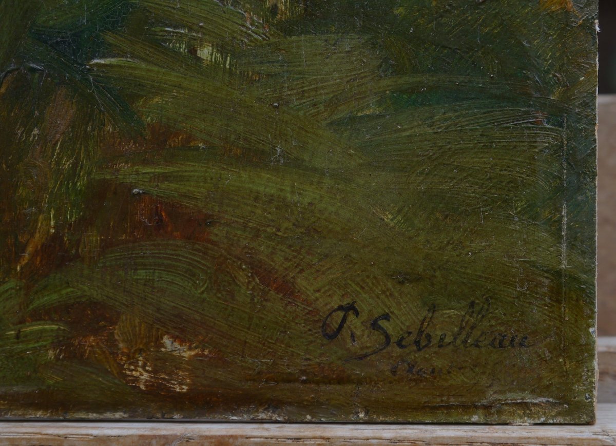 Trees, Undergrowth And A Figure. Paul Sebilleau (1847-1907)-photo-3
