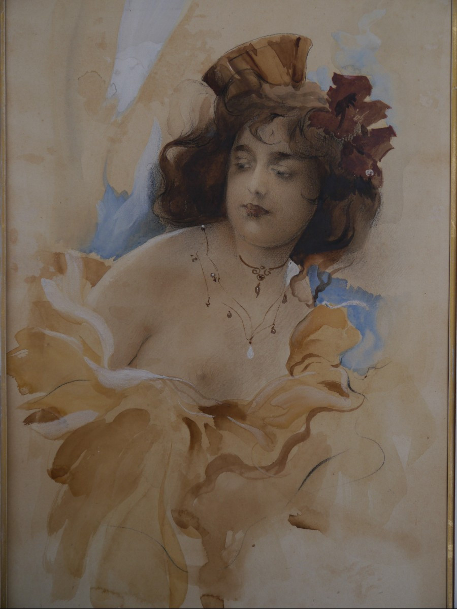 Woman With Bare Breasts Circa 1900.