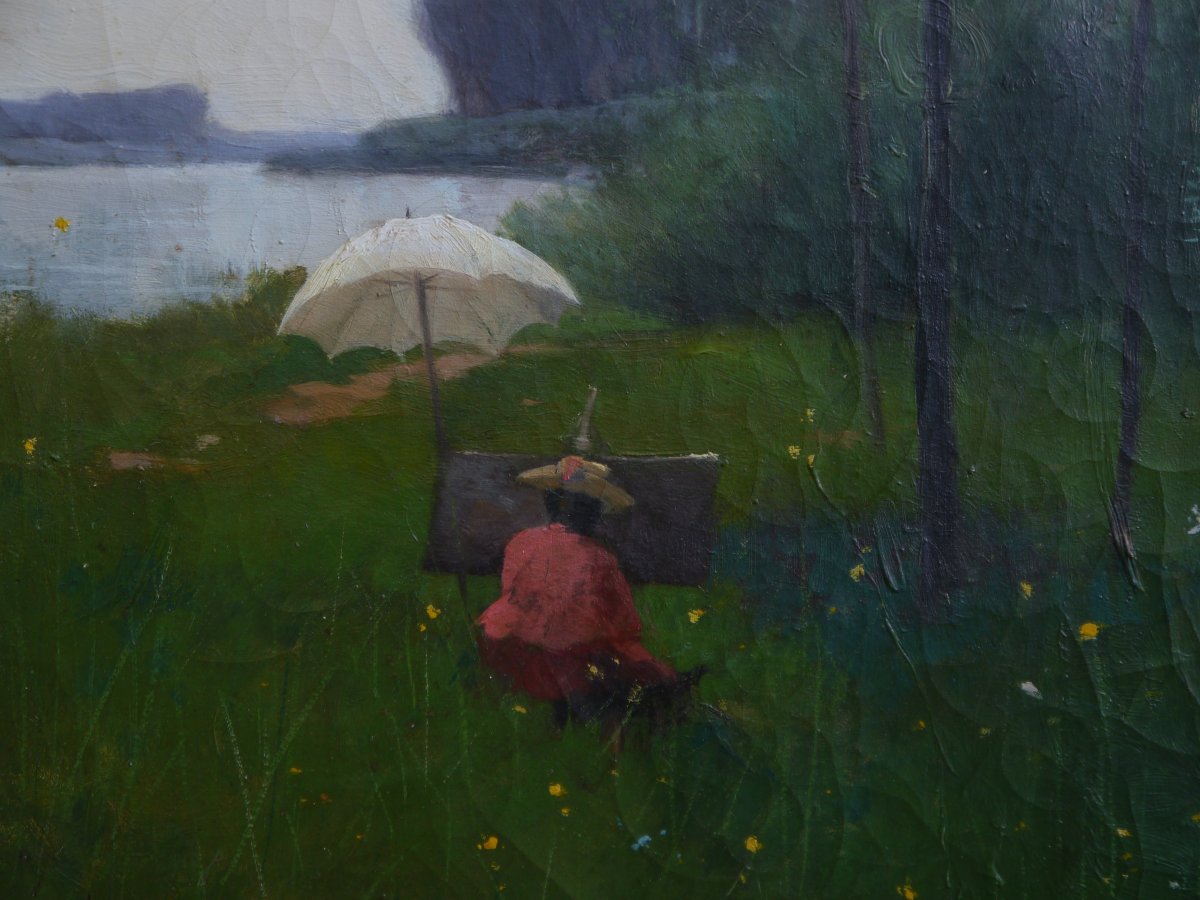 Painter Working From Nature. Ferdinand-elie David (1860-1944)-photo-3