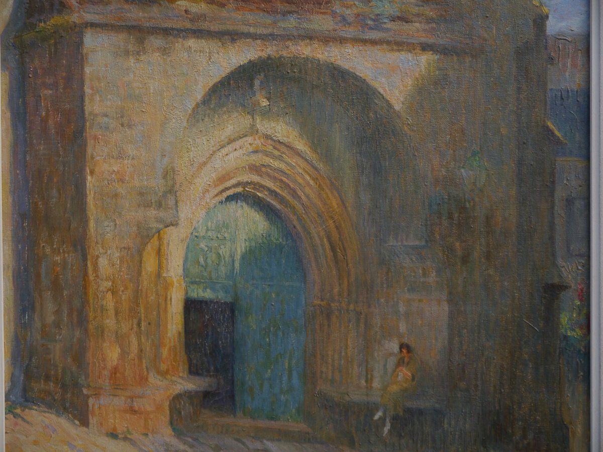 Woman  In Front Of The Church. Renée Flourens, 19th-20th Century-photo-4