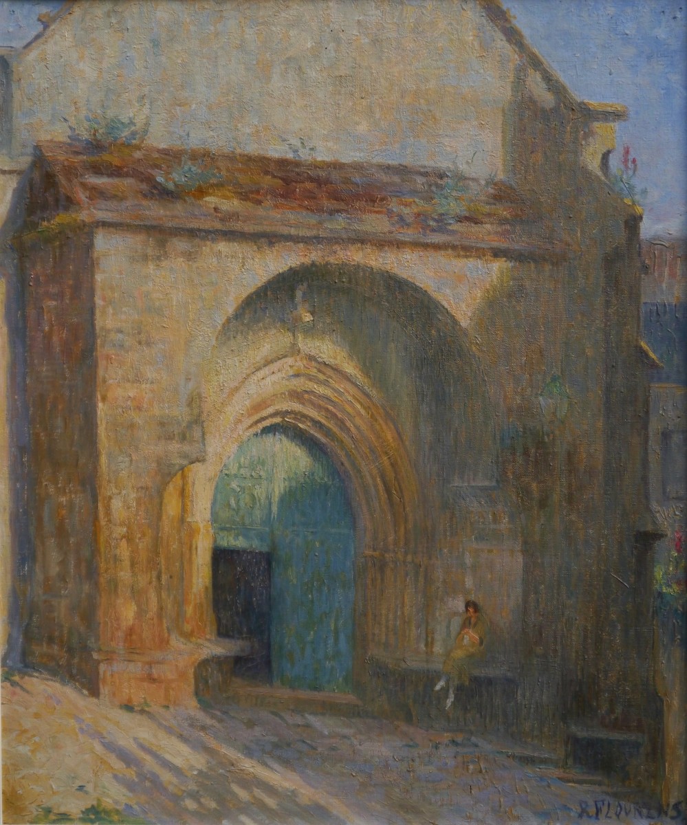 Woman  In Front Of The Church. Renée Flourens, 19th-20th Century
