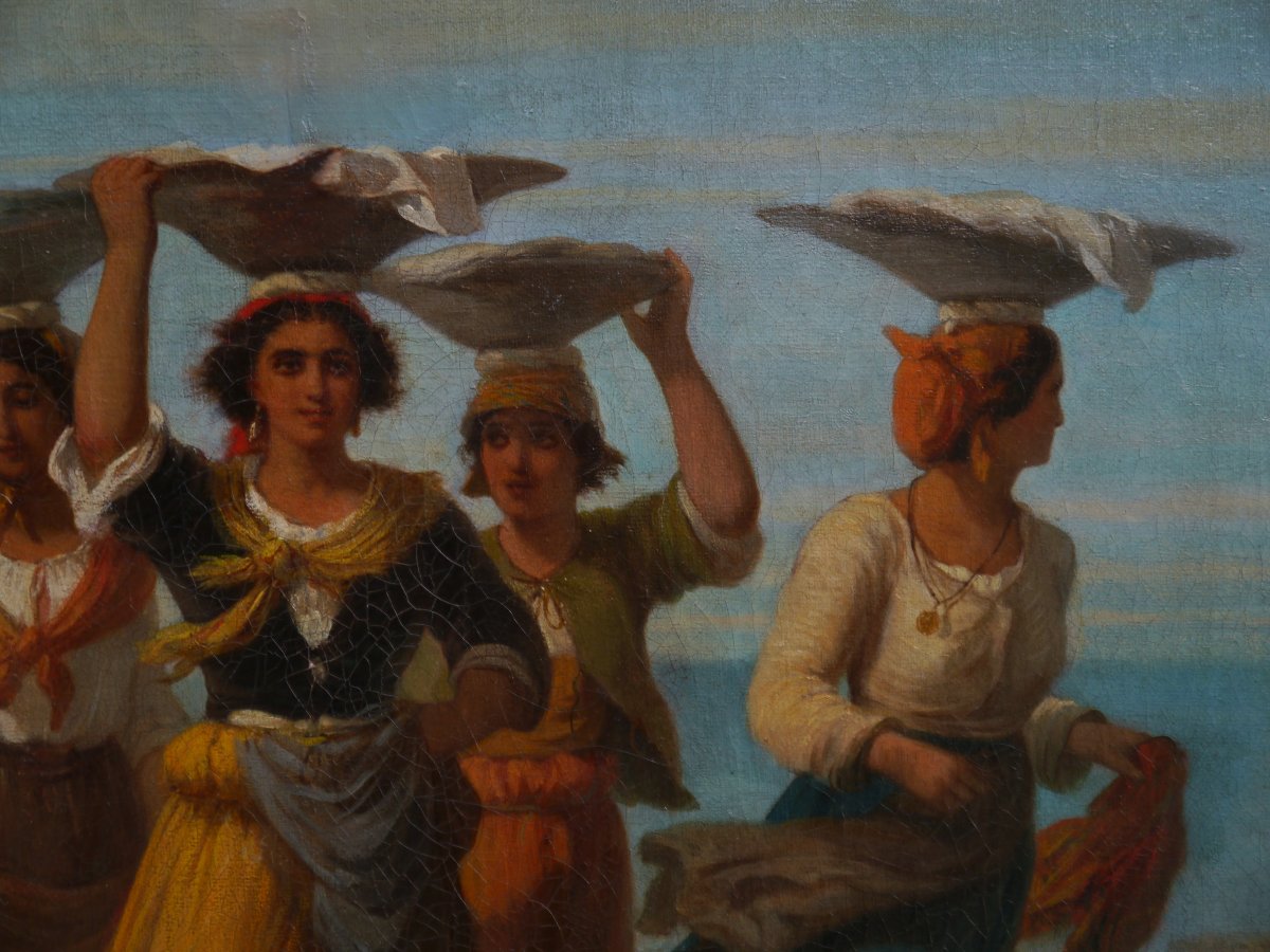 Femmes rapportant le poisson en ville. Jules SALLES (1814-1900)-photo-1