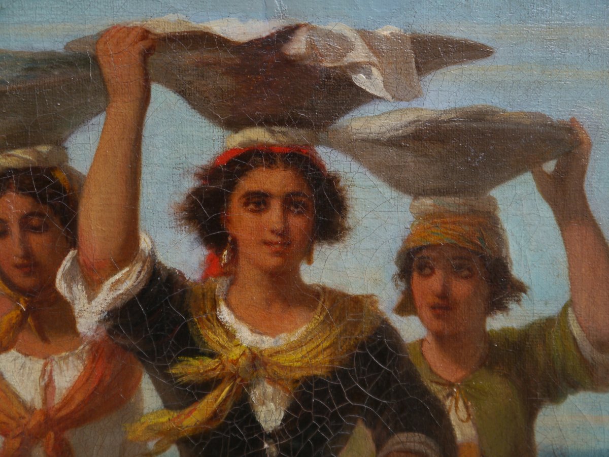Femmes rapportant le poisson en ville. Jules SALLES (1814-1900)-photo-3