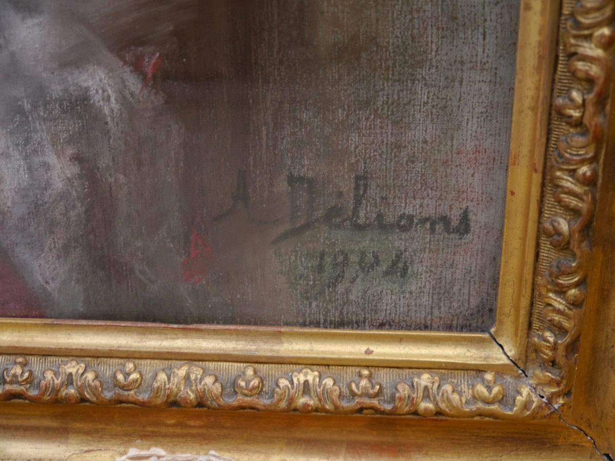 Portrait de jeune femme au chapeau. Andrée DELIONS XIX-XXè-photo-4