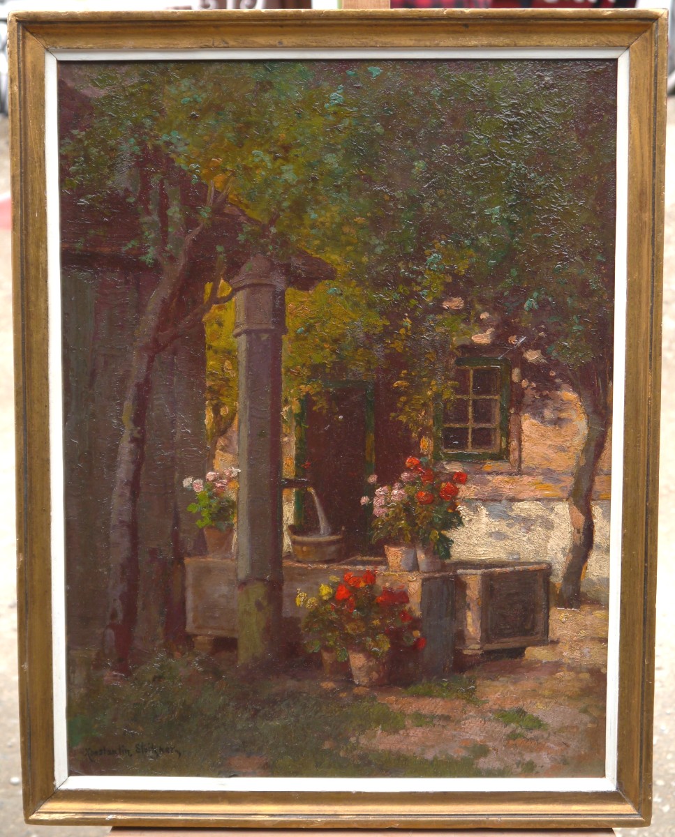 Konstantin Stoitzner (1863-1934). House And Flower Garden, Austria-photo-2