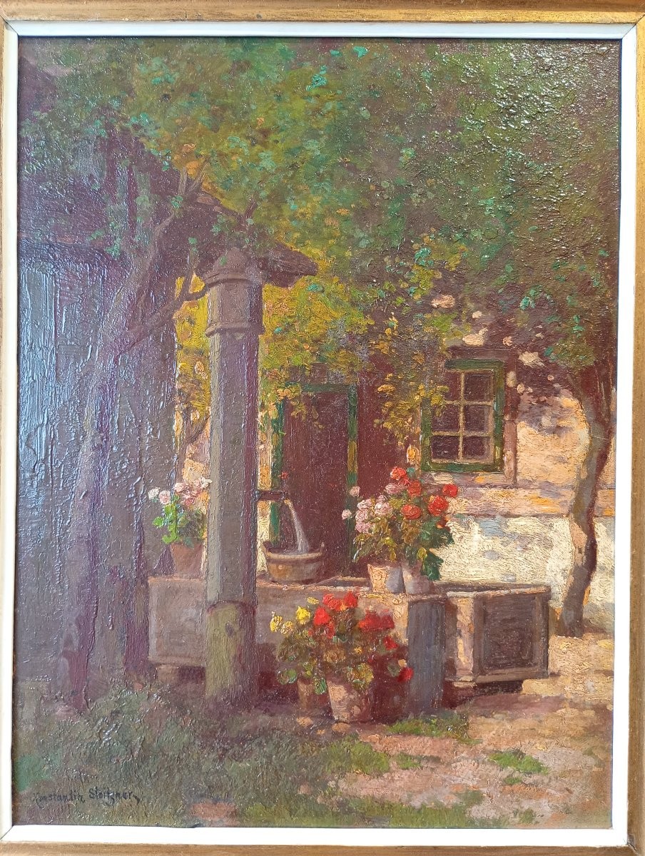 Konstantin Stoitzner (1863-1934). House And Flower Garden, Austria-photo-3