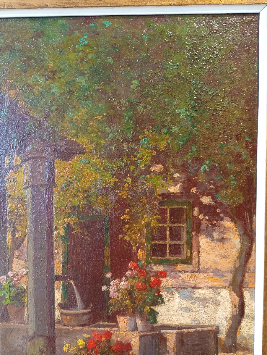 Konstantin STOITZNER (1863-1934). Maison et jardin fleuris, Autriche -photo-1