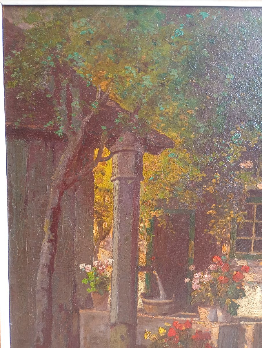 Konstantin STOITZNER (1863-1934). Maison et jardin fleuris, Autriche -photo-6